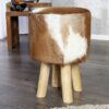 Stylový taburet – Cow Hide Brown, hovězí kůže